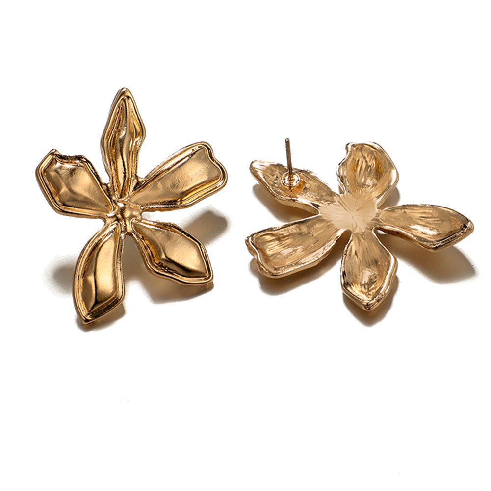 Simple Flower Petal Alloy Ear Studs Earrings Women Party Jewelry Birthday Gift