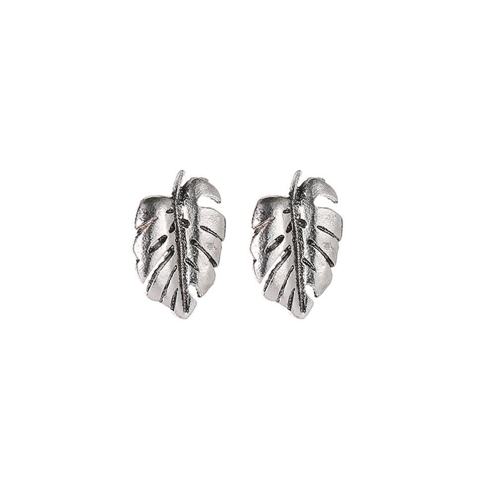 Fashion Simple Women Mini Hollow Coconut Palm Leaf Ear Stud Earrings Jewelry