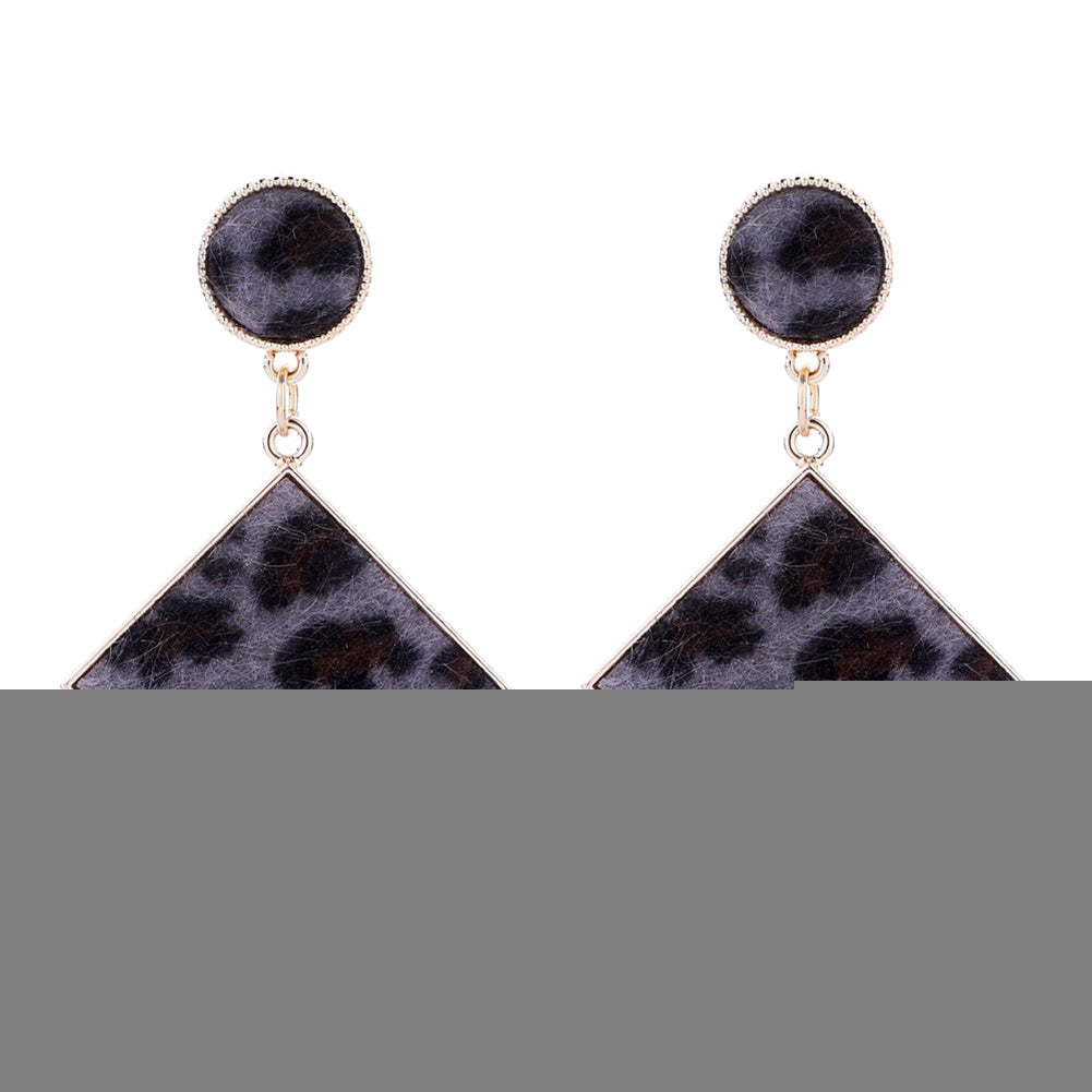 Fashion Women Geometric Leopard Pattern Plush Dangle Drop Stud Earrings Gift