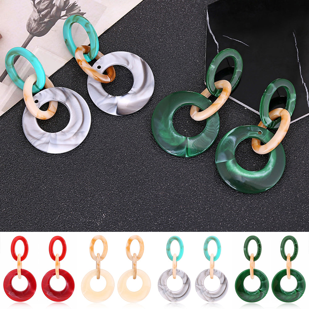 Vintage Big Hoop Acrylic Dangle Ear Drop Earrings Woman Charm Party Jewelry Gift