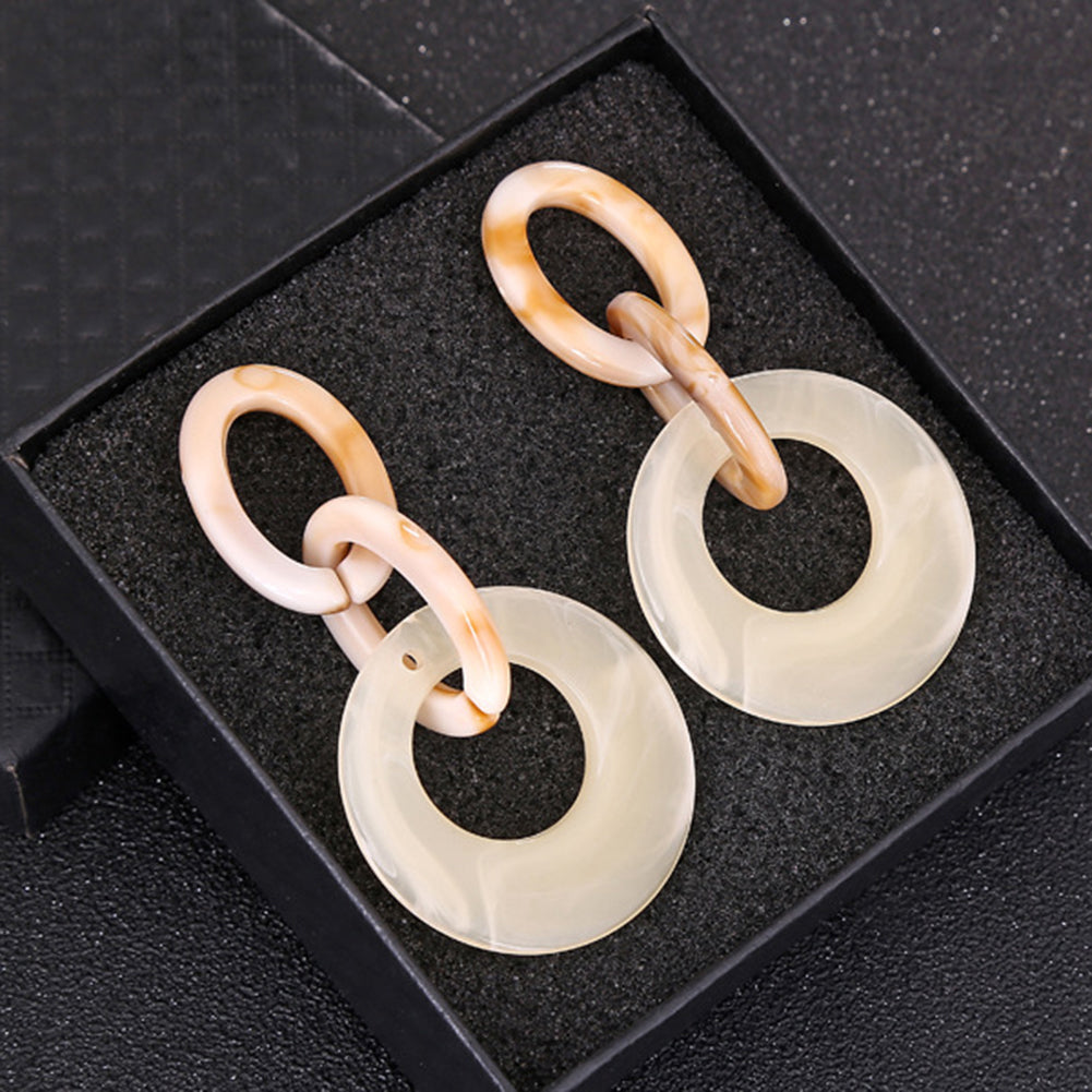 Vintage Big Hoop Acrylic Dangle Ear Drop Earrings Woman Charm Party Jewelry Gift