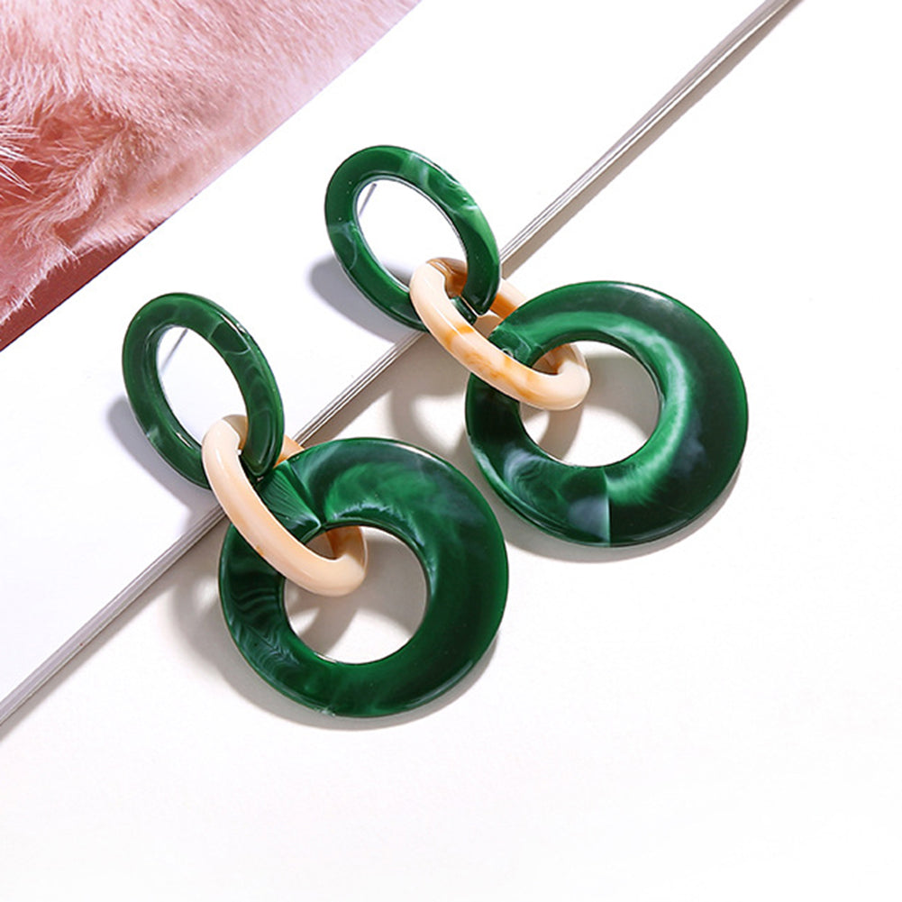 Vintage Big Hoop Acrylic Dangle Ear Drop Earrings Woman Charm Party Jewelry Gift