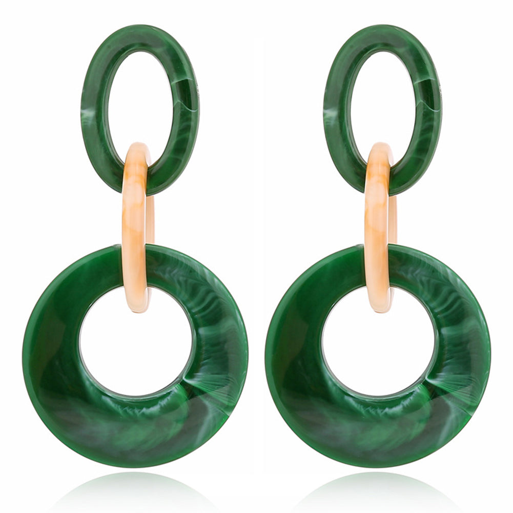 Vintage Big Hoop Acrylic Dangle Ear Drop Earrings Woman Charm Party Jewelry Gift