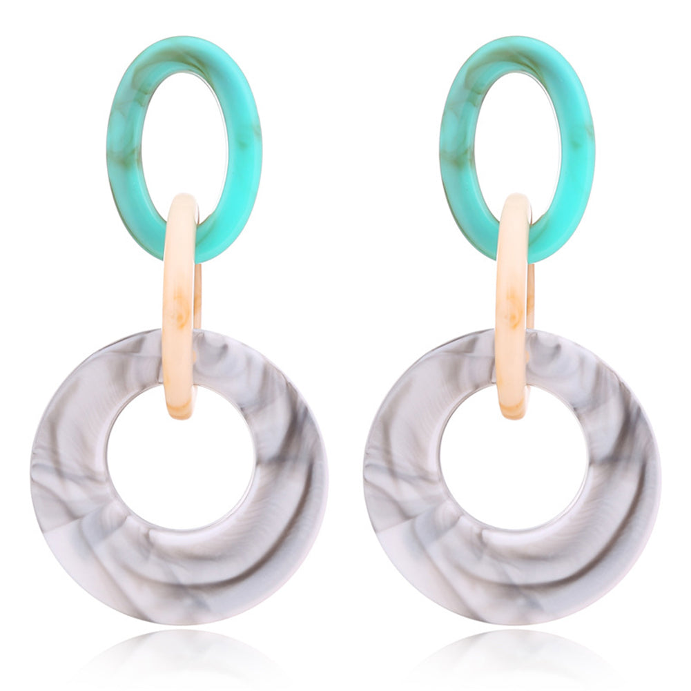 Vintage Big Hoop Acrylic Dangle Ear Drop Earrings Woman Charm Party Jewelry Gift