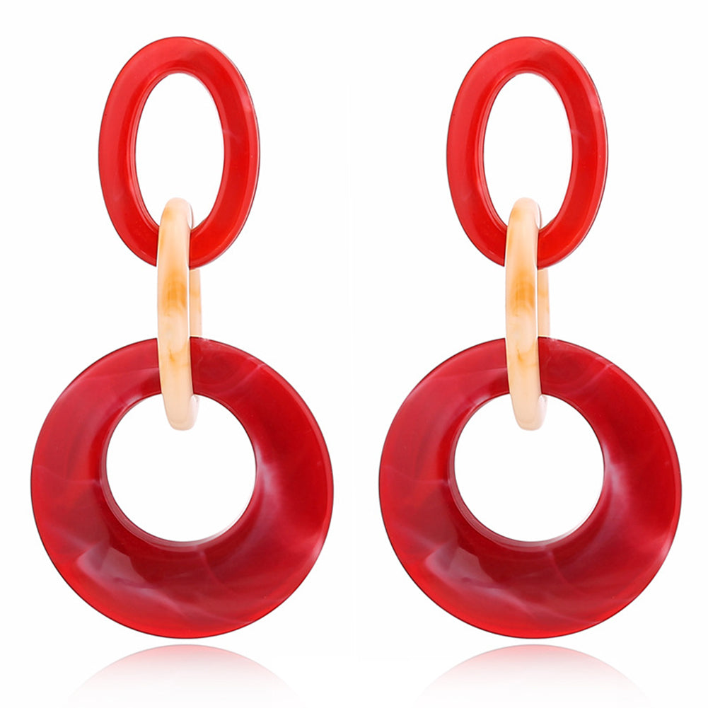 Vintage Big Hoop Acrylic Dangle Ear Drop Earrings Woman Charm Party Jewelry Gift