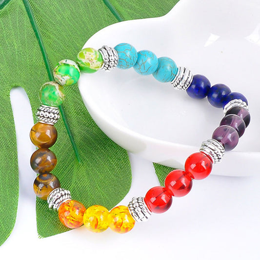 7 Colors Yoga Beads Bracelet Tiger Eye Energy Stone Party Gift Jewelry Accessory