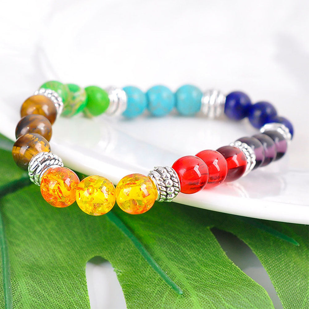 7 Colors Yoga Beads Bracelet Tiger Eye Energy Stone Party Gift Jewelry Accessory