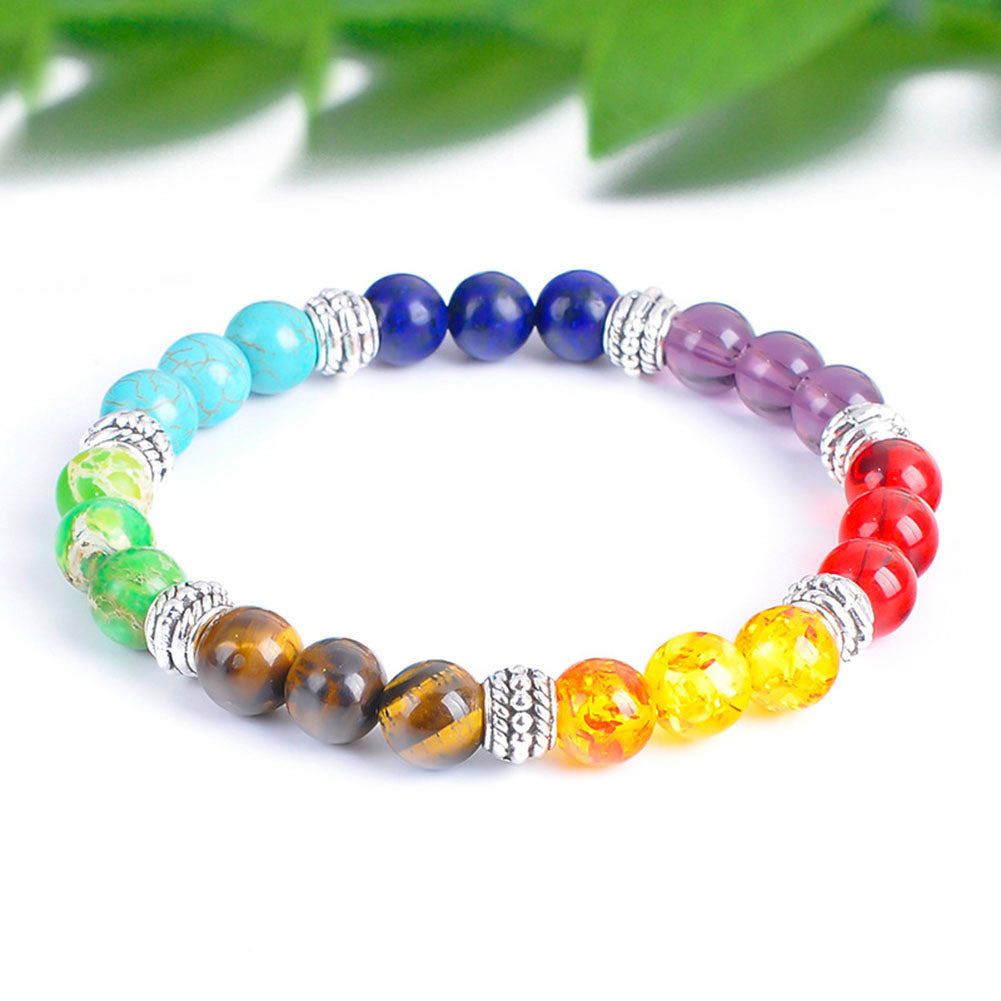 7 Colors Yoga Beads Bracelet Tiger Eye Energy Stone Party Gift Jewelry Accessory