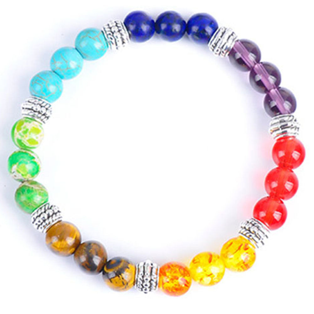 7 Colors Yoga Beads Bracelet Tiger Eye Energy Stone Party Gift Jewelry Accessory