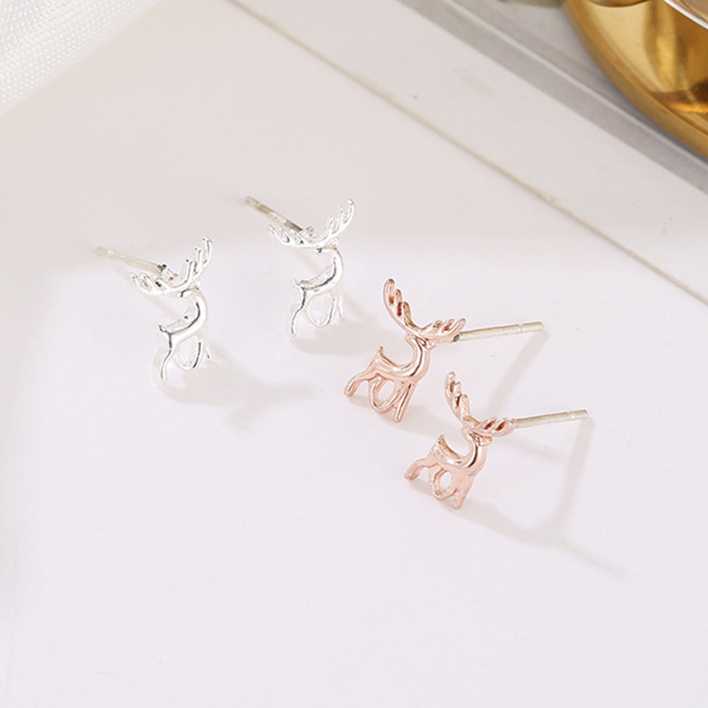 Fashion Christmas Deer Elk Plating Ear Stud Earrings Women Jewelry Accessory