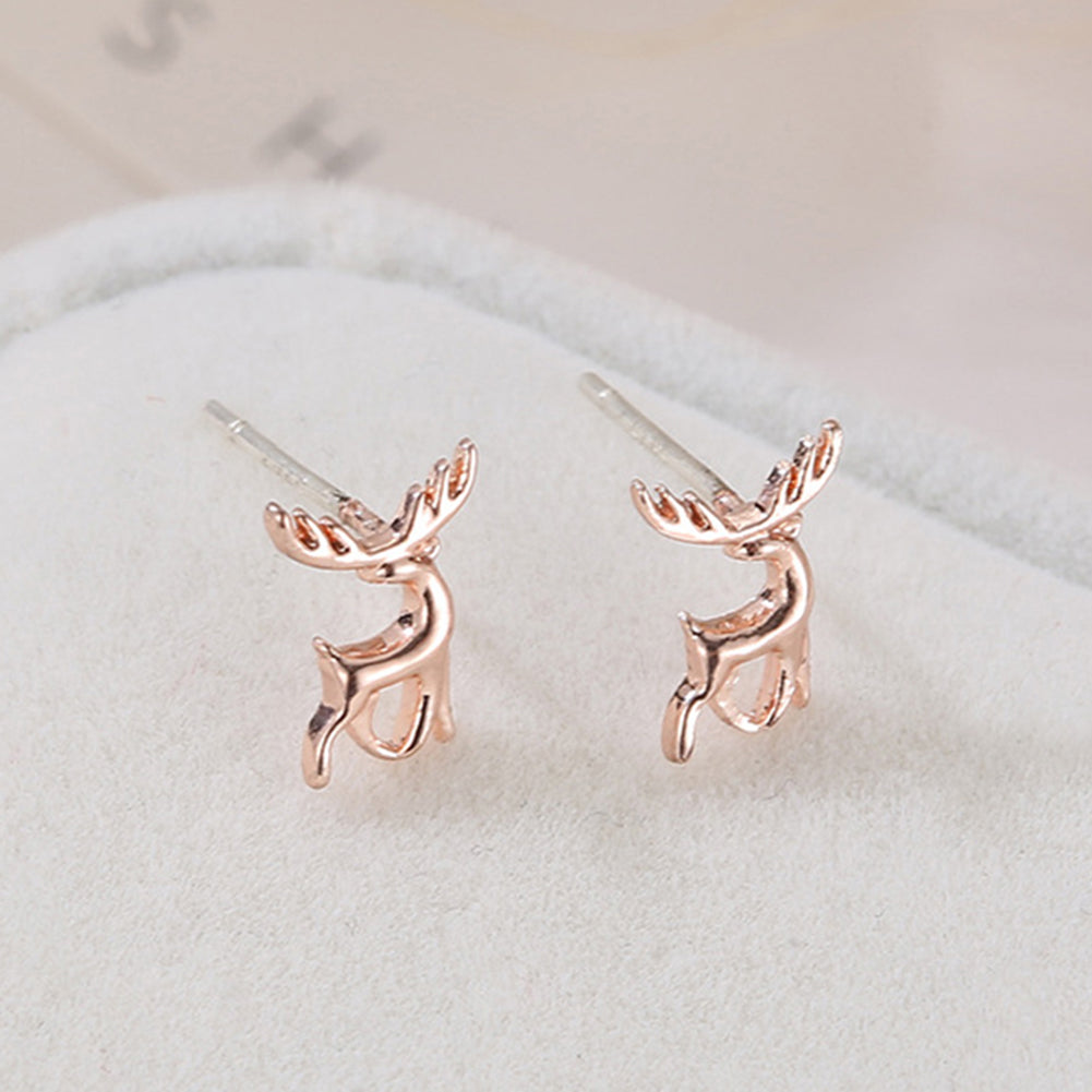Fashion Christmas Deer Elk Plating Ear Stud Earrings Women Jewelry Accessory