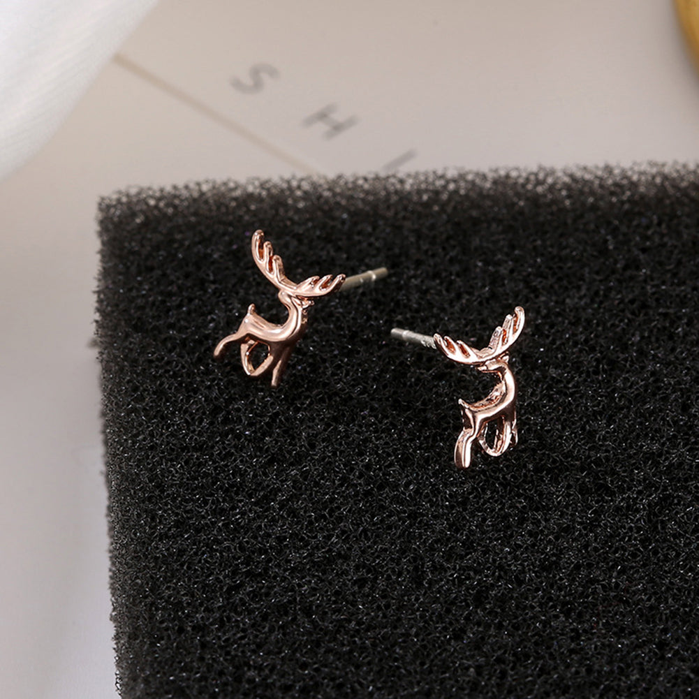 Fashion Christmas Deer Elk Plating Ear Stud Earrings Women Jewelry Accessory