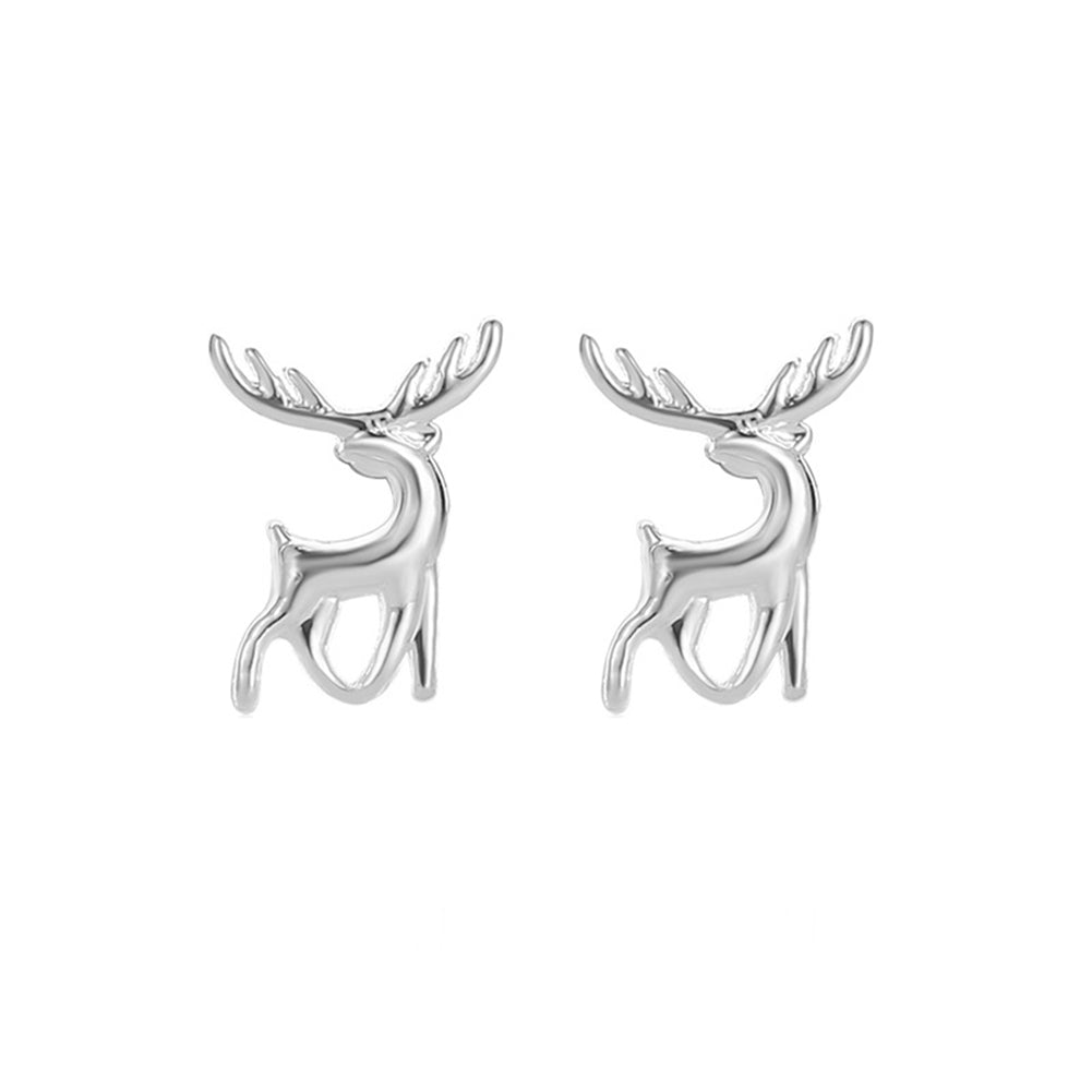 Fashion Christmas Deer Elk Plating Ear Stud Earrings Women Jewelry Accessory