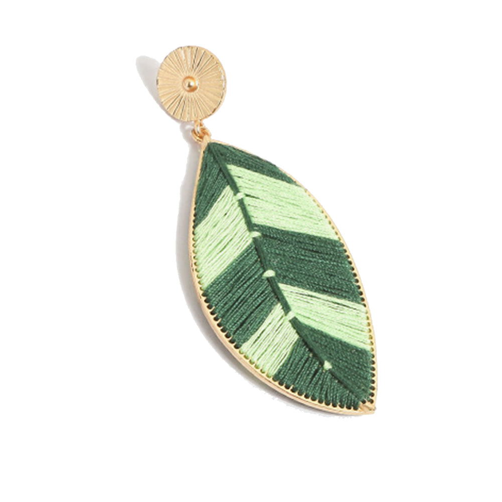 Bohemia Women's Woven Leaf Long Dangle Drop Stud Earrings Party Jewelry Gift