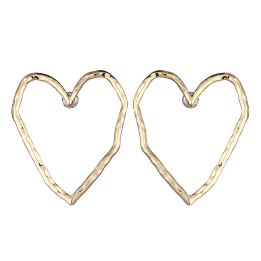 Fashion Hollow Love Heart Stud Earrings Women Party Jewelry Valentine Day Gift