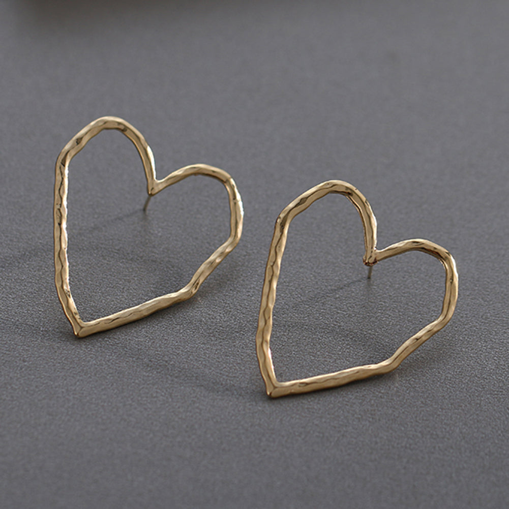 Fashion Hollow Love Heart Stud Earrings Women Party Jewelry Valentine Day Gift