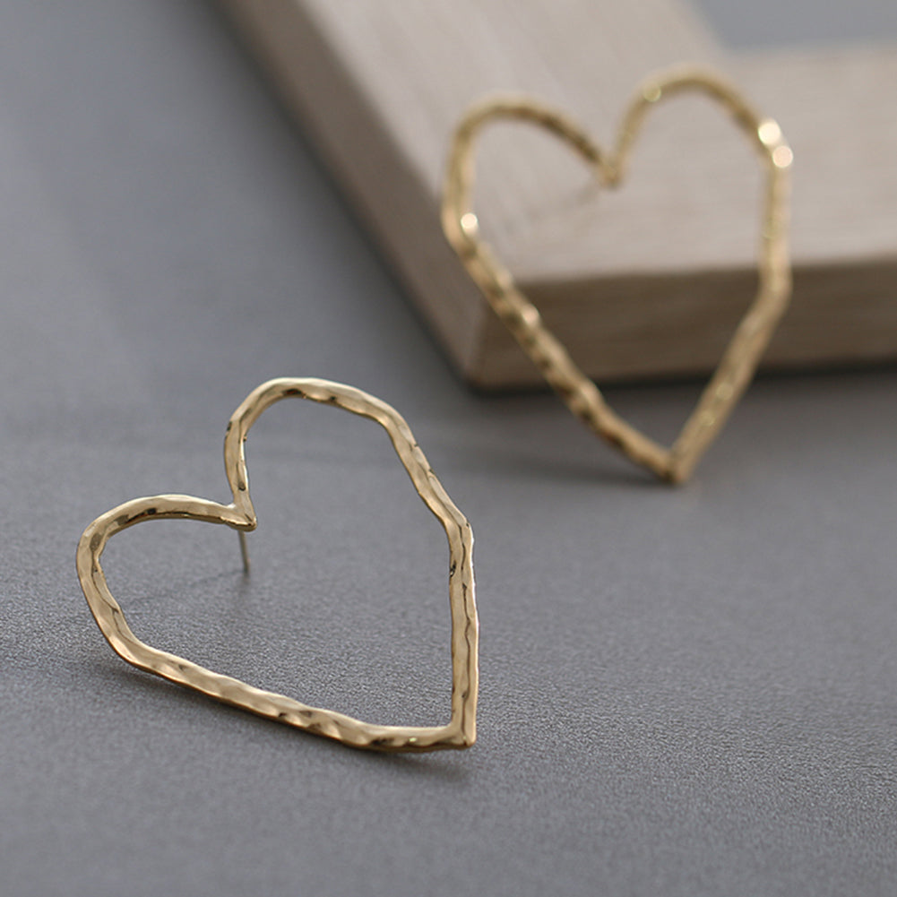 Fashion Hollow Love Heart Stud Earrings Women Party Jewelry Valentine Day Gift
