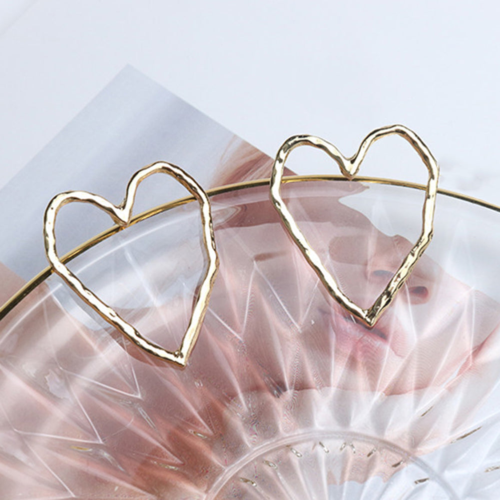 Fashion Hollow Love Heart Stud Earrings Women Party Jewelry Valentine Day Gift