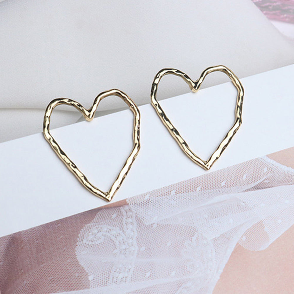 Fashion Hollow Love Heart Stud Earrings Women Party Jewelry Valentine Day Gift