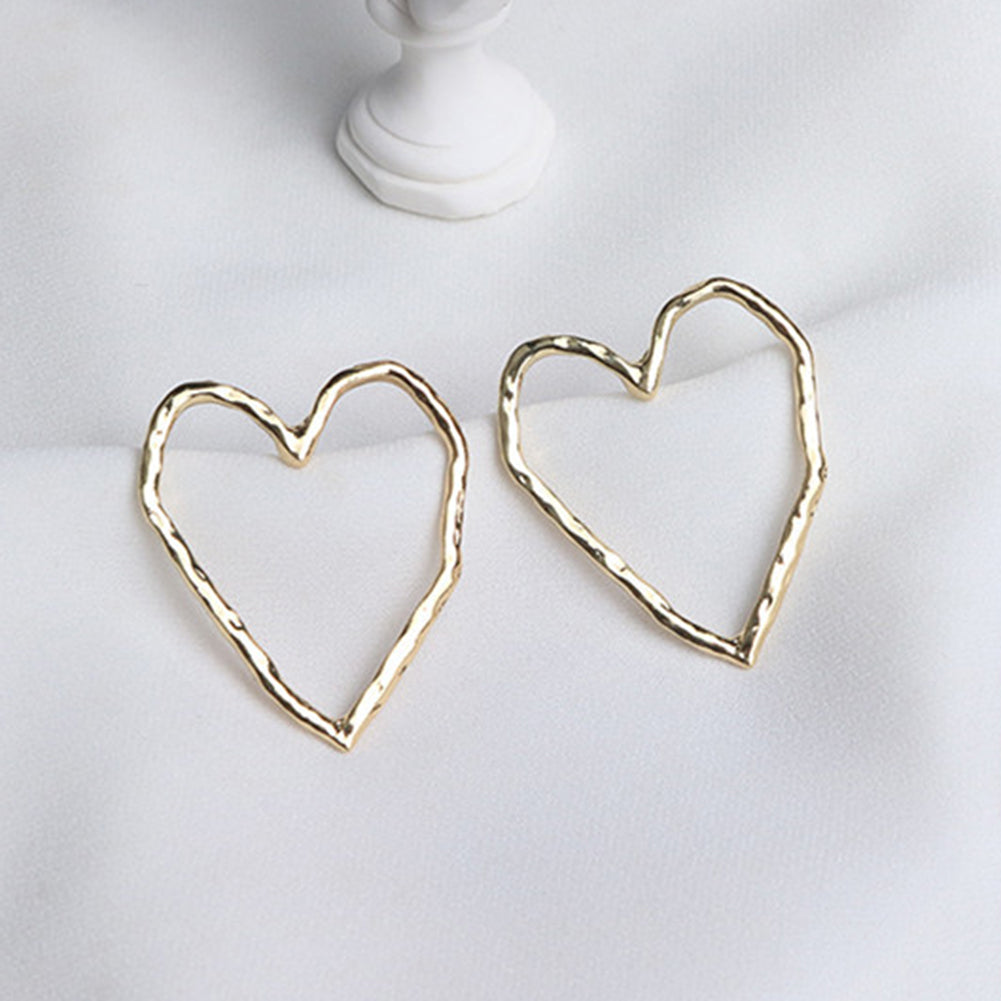 Fashion Hollow Love Heart Stud Earrings Women Party Jewelry Valentine Day Gift