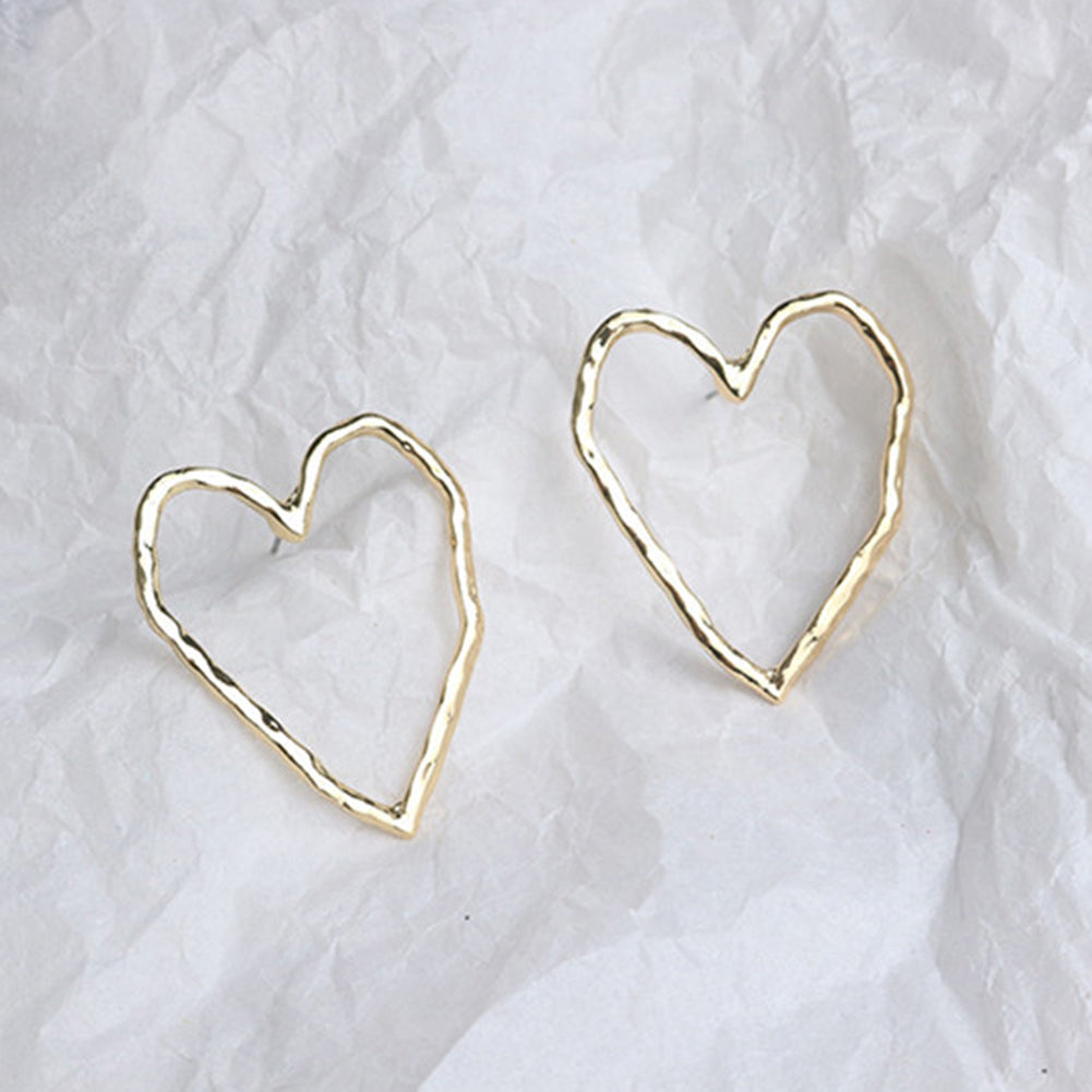 Fashion Hollow Love Heart Stud Earrings Women Party Jewelry Valentine Day Gift