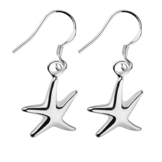 Party Women Fashion Silver Plated Starfish Pendant Hook Earrings Jewelry Gift