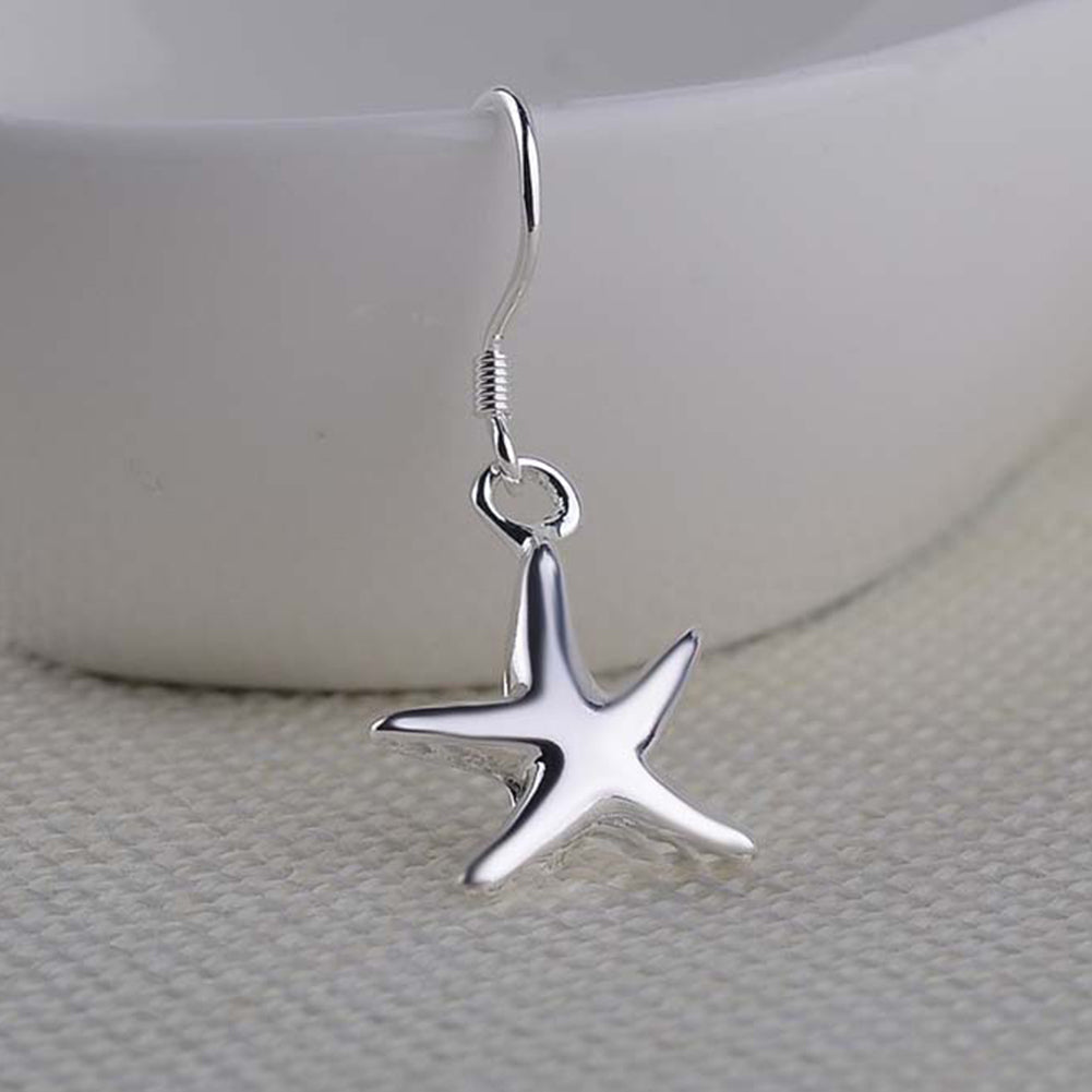 Party Women Fashion Silver Plated Starfish Pendant Hook Earrings Jewelry Gift
