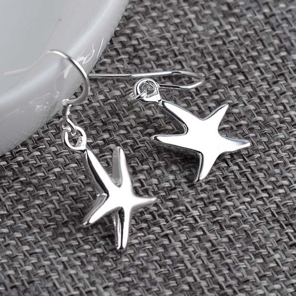Party Women Fashion Silver Plated Starfish Pendant Hook Earrings Jewelry Gift