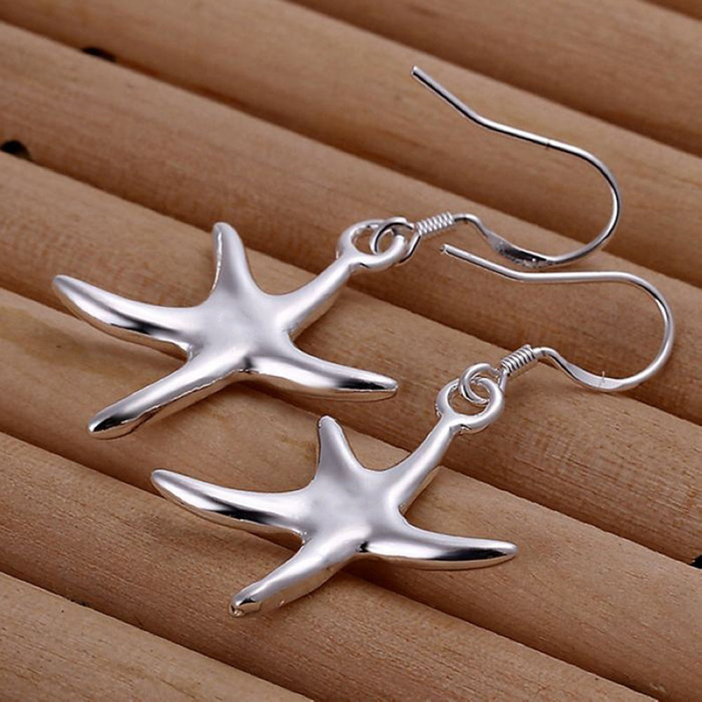 Party Women Fashion Silver Plated Starfish Pendant Hook Earrings Jewelry Gift