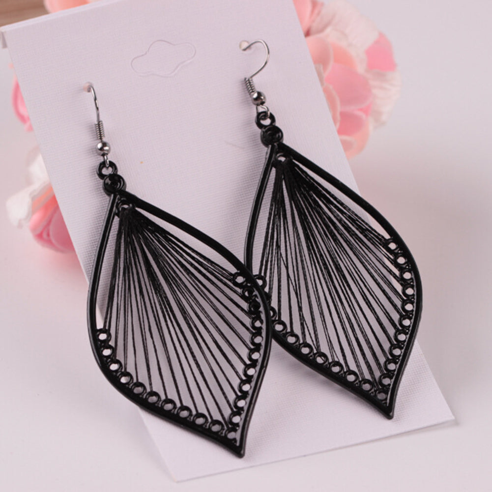 Fashion Women Alloy Hollow Leaf Dangle Hook Earrings Eardrop Party Jewelry Gift