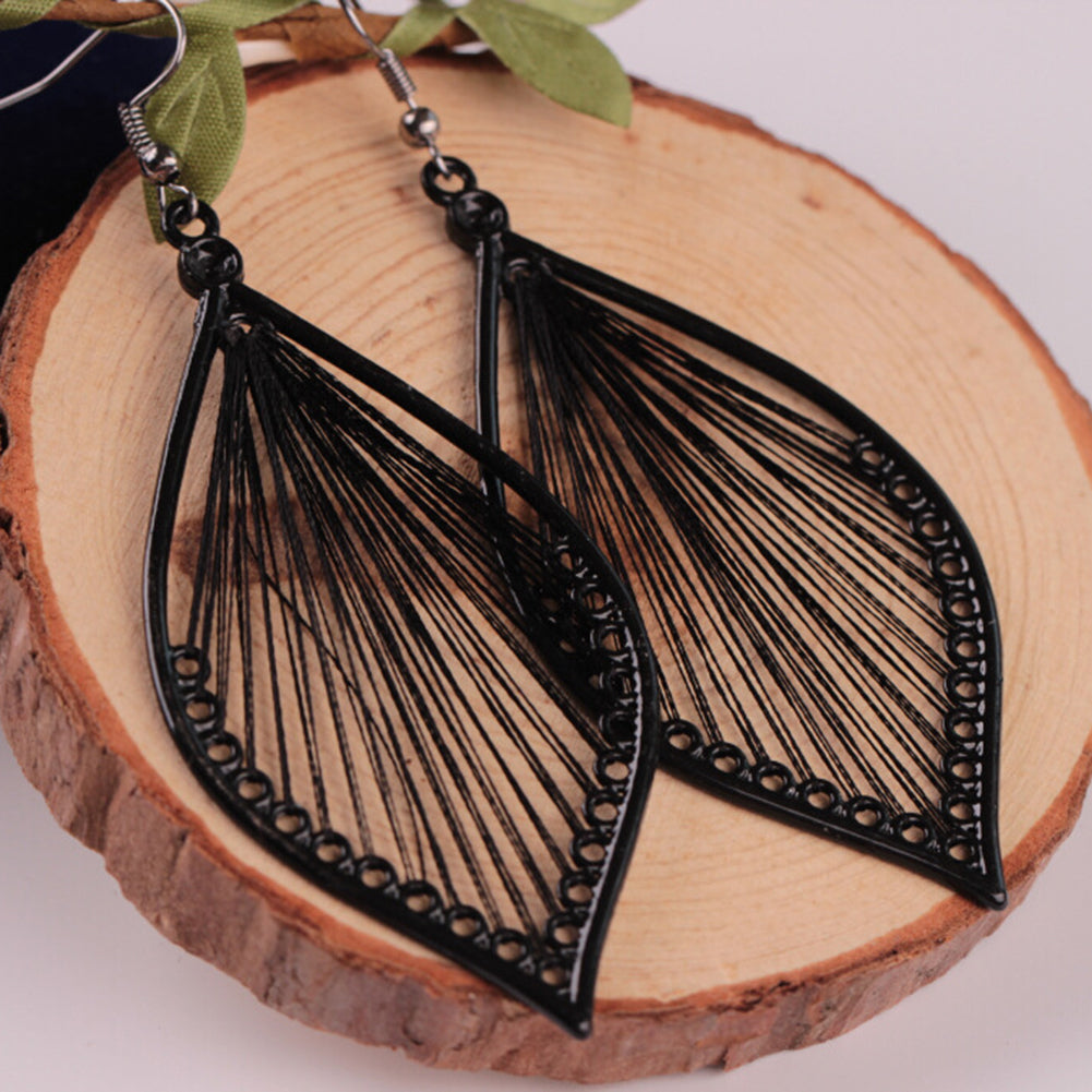 Fashion Women Alloy Hollow Leaf Dangle Hook Earrings Eardrop Party Jewelry Gift