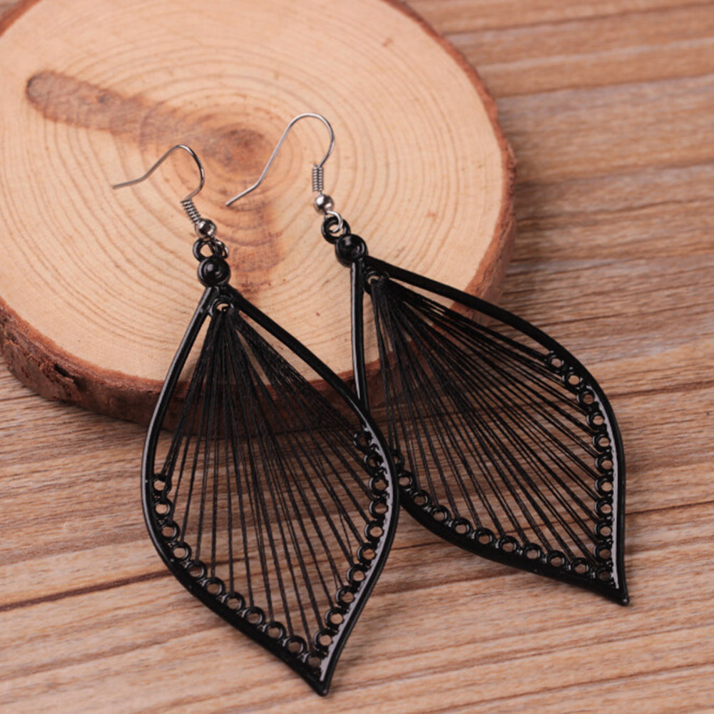 Fashion Women Alloy Hollow Leaf Dangle Hook Earrings Eardrop Party Jewelry Gift