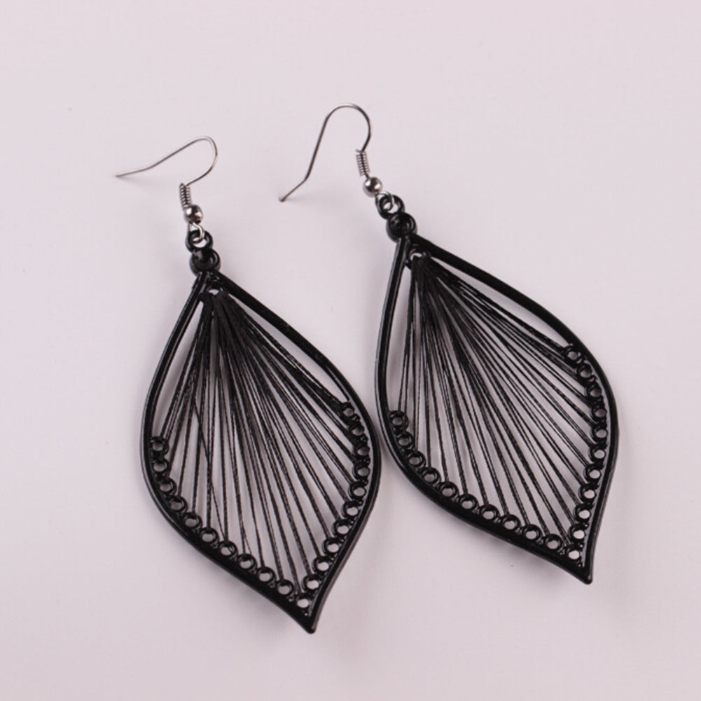 Fashion Women Alloy Hollow Leaf Dangle Hook Earrings Eardrop Party Jewelry Gift