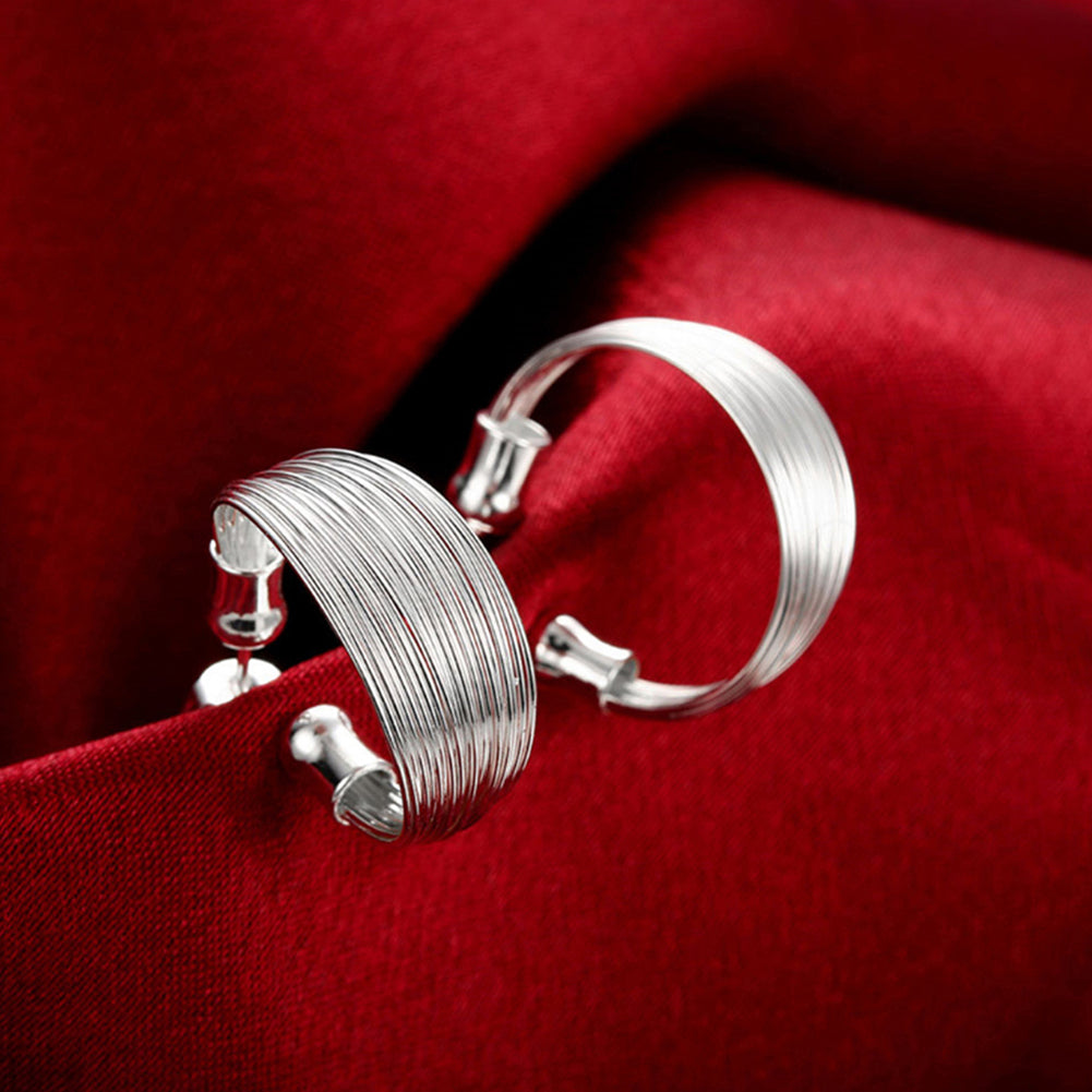 Fashion Women Multi-Lines Plated Open Semi Hoop Ear Stud Earrings Jewelry Gift