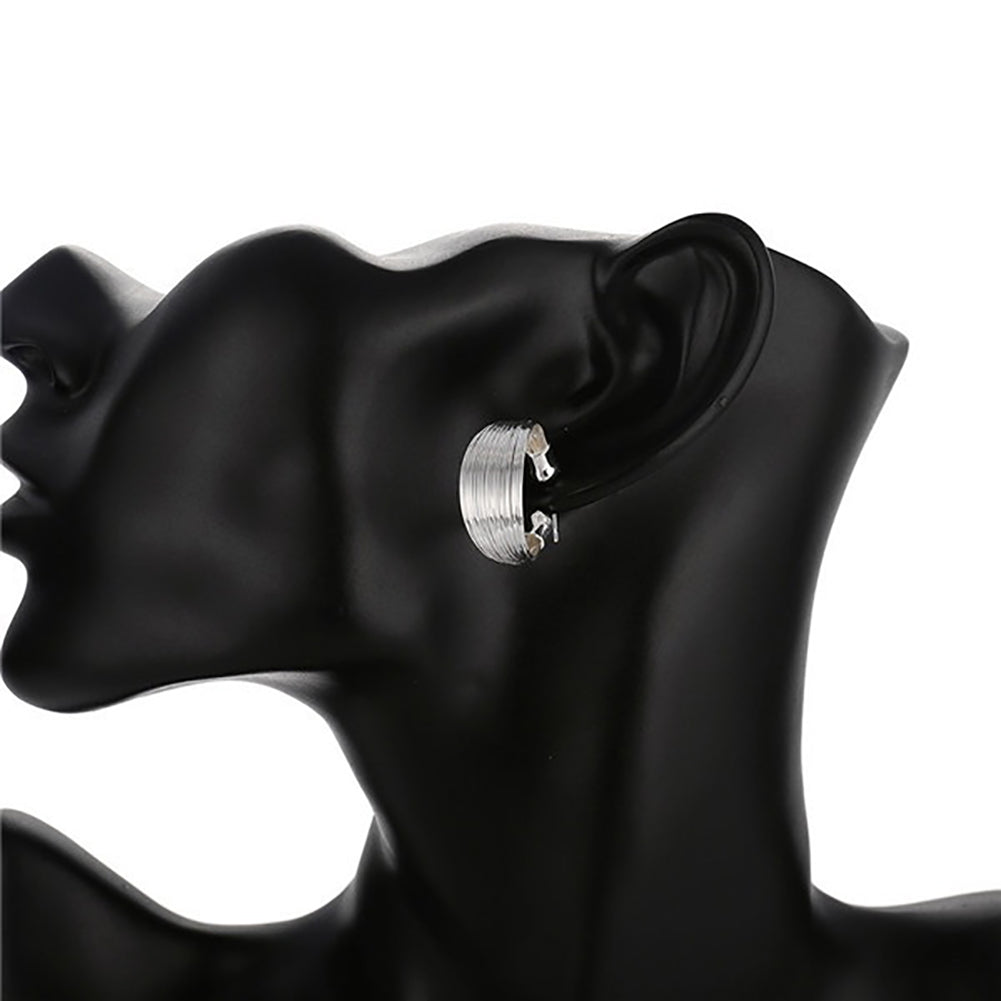 Fashion Women Multi-Lines Plated Open Semi Hoop Ear Stud Earrings Jewelry Gift