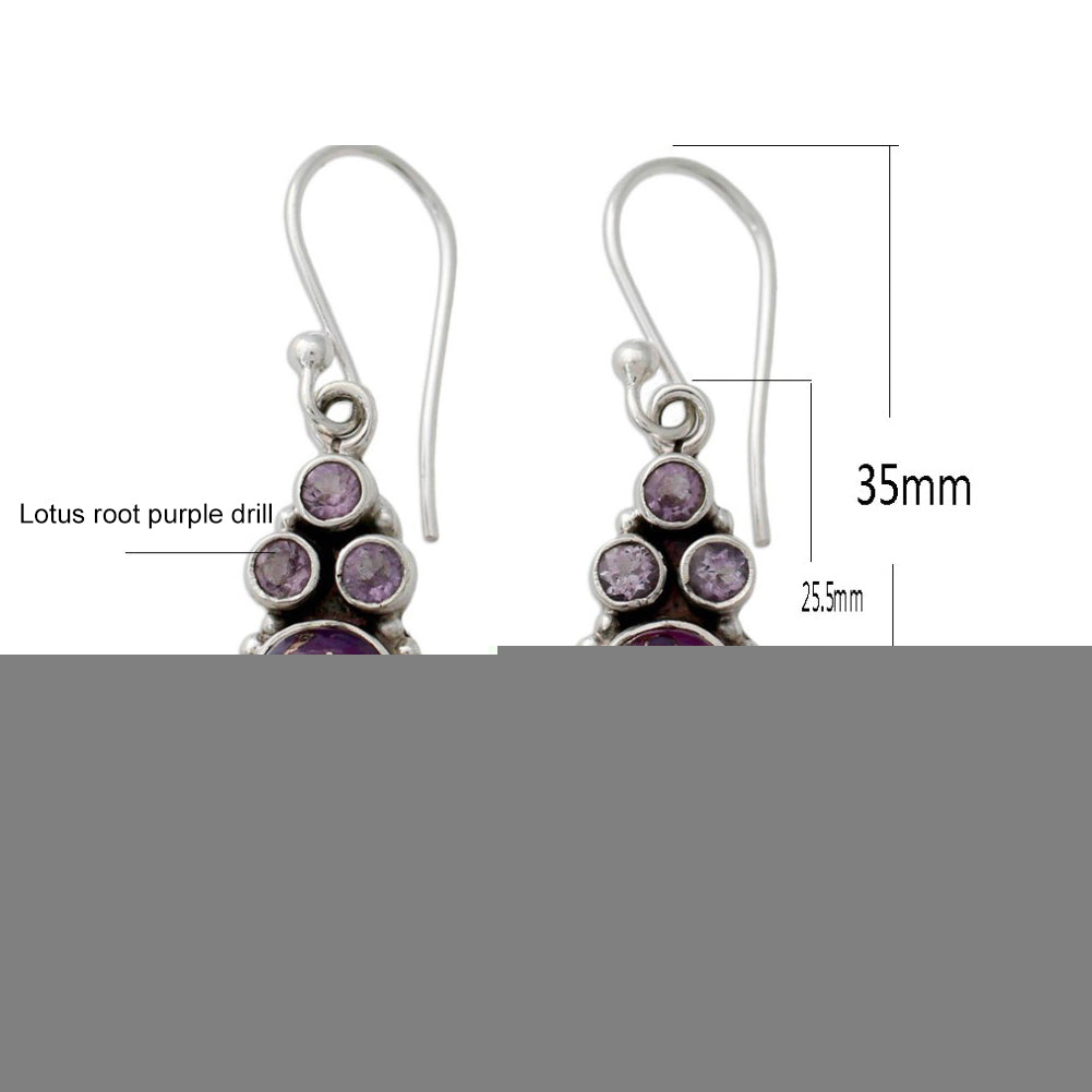 Vintage Faux Gemstone Pendant Dangle Hook Earrings Women Party Charm Jewelry