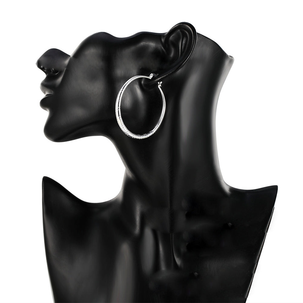 Fashion Women Line Pattern Plated Geometric Big Circle Hoop Earrings Jewelry