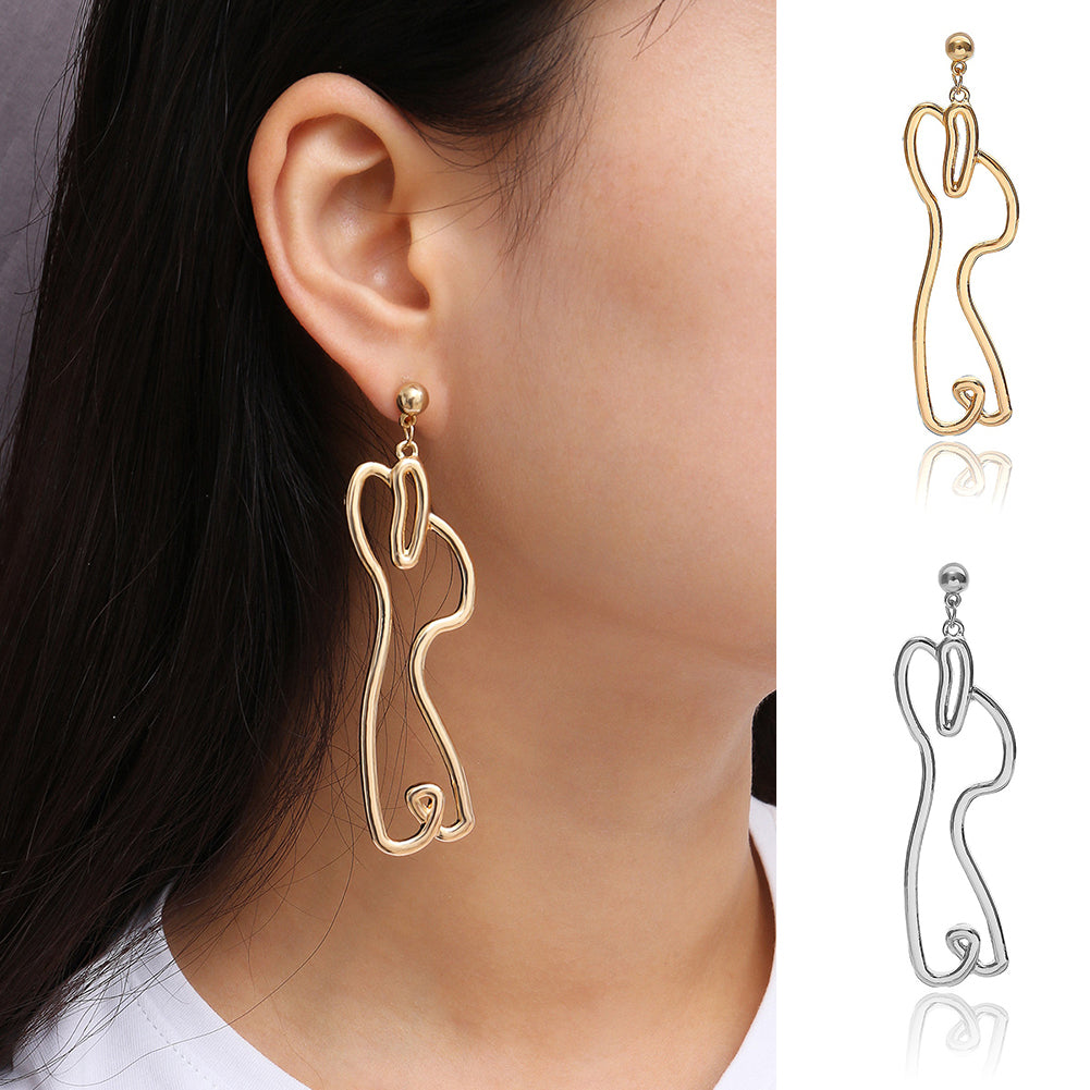 Abstract Hollow Rabbit Drop Dangle Earrings Women Party Club Charm Jewelry Gift
