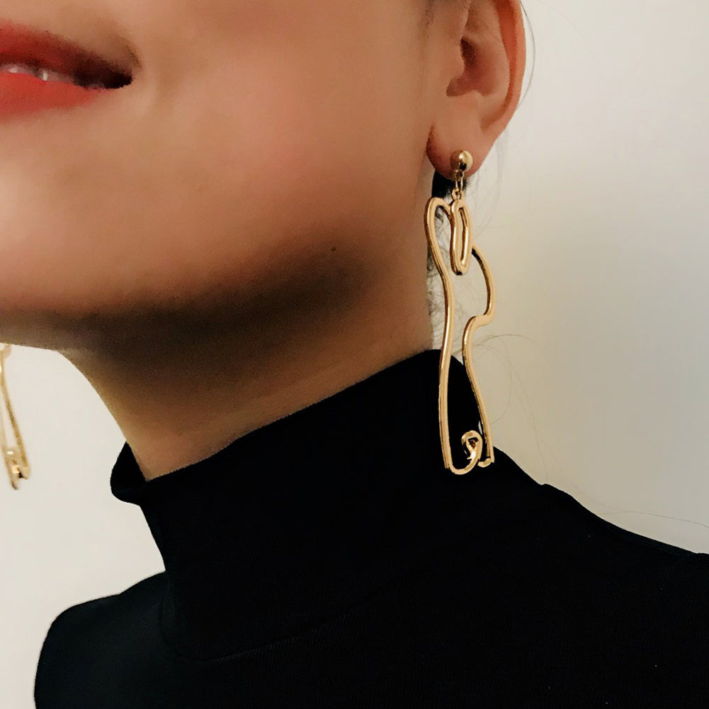 Abstract Hollow Rabbit Drop Dangle Earrings Women Party Club Charm Jewelry Gift