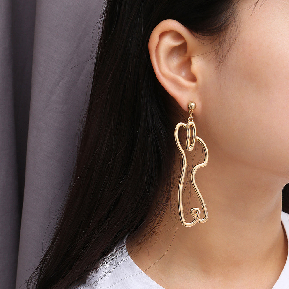 Abstract Hollow Rabbit Drop Dangle Earrings Women Party Club Charm Jewelry Gift