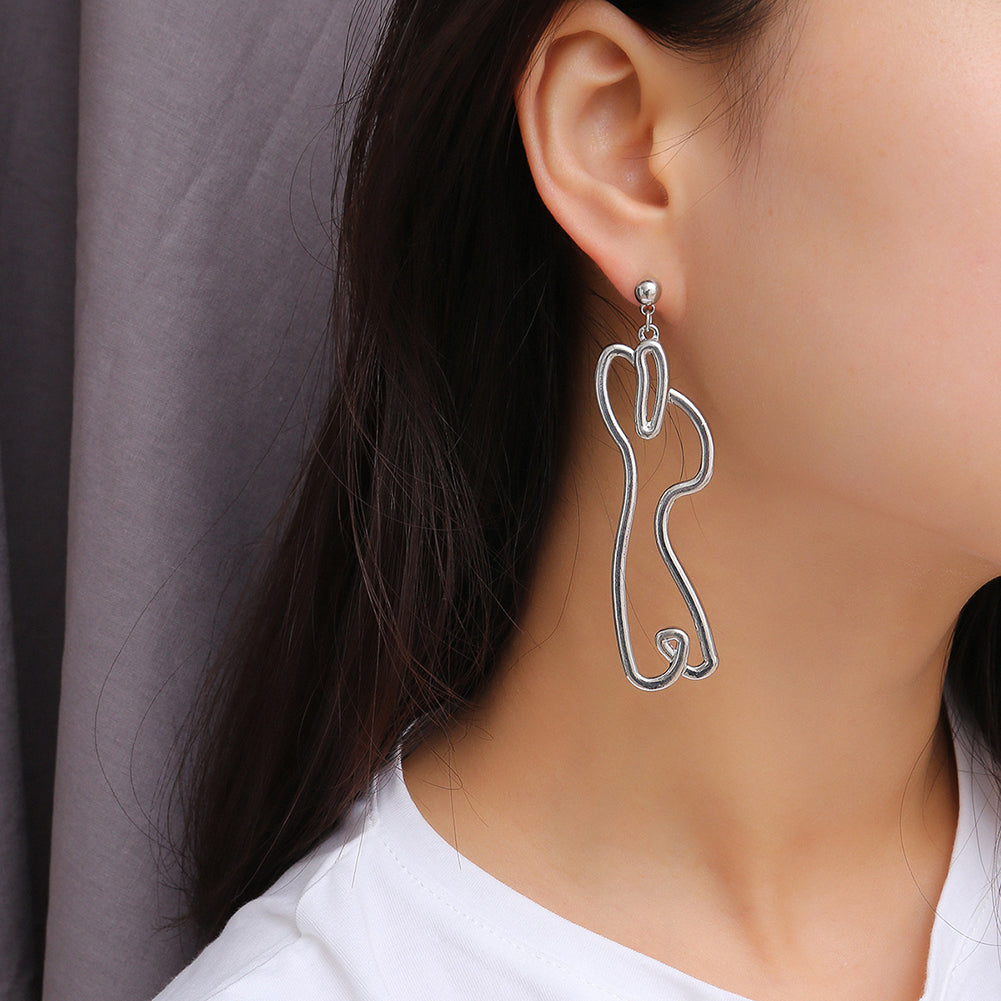 Abstract Hollow Rabbit Drop Dangle Earrings Women Party Club Charm Jewelry Gift