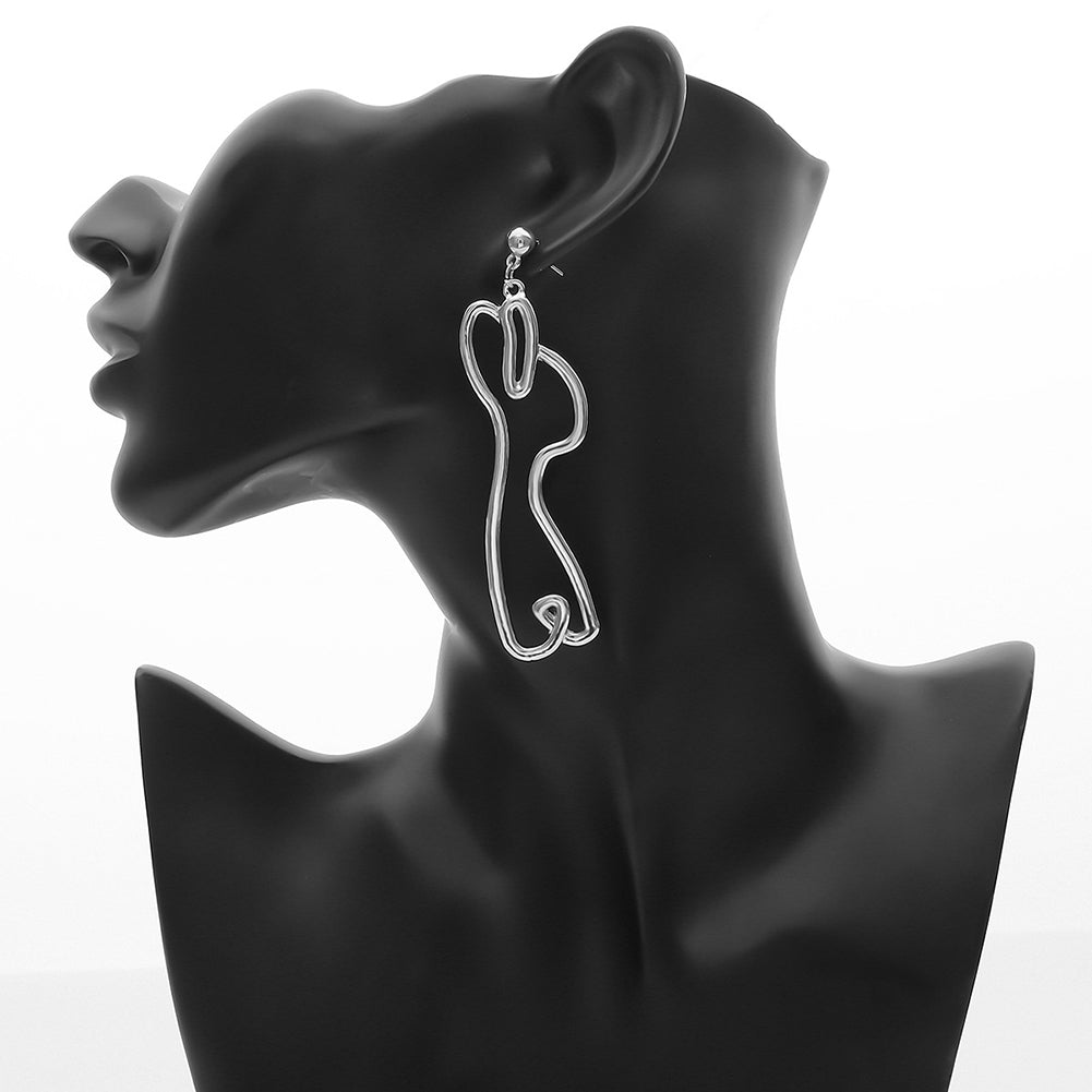 Abstract Hollow Rabbit Drop Dangle Earrings Women Party Club Charm Jewelry Gift