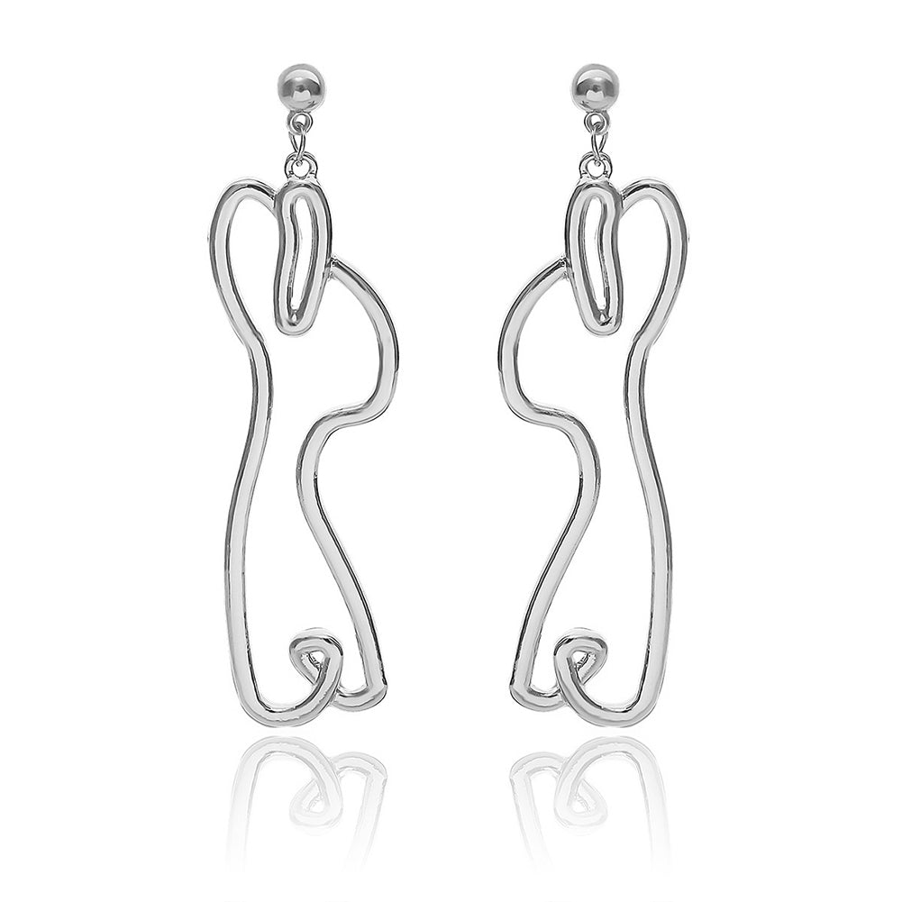 Abstract Hollow Rabbit Drop Dangle Earrings Women Party Club Charm Jewelry Gift