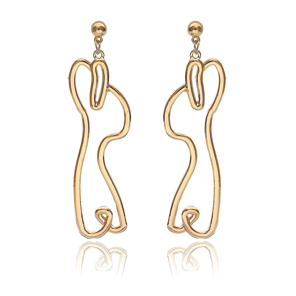 Abstract Hollow Rabbit Drop Dangle Earrings Women Party Club Charm Jewelry Gift