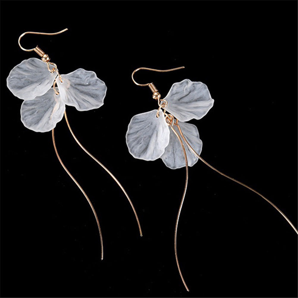 Elegant Flower Petal Hook Earrings Long Dangle Jewelry Women Birthday Gifts
