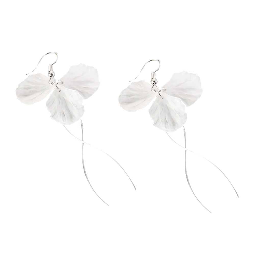 Elegant Flower Petal Hook Earrings Long Dangle Jewelry Women Birthday Gifts