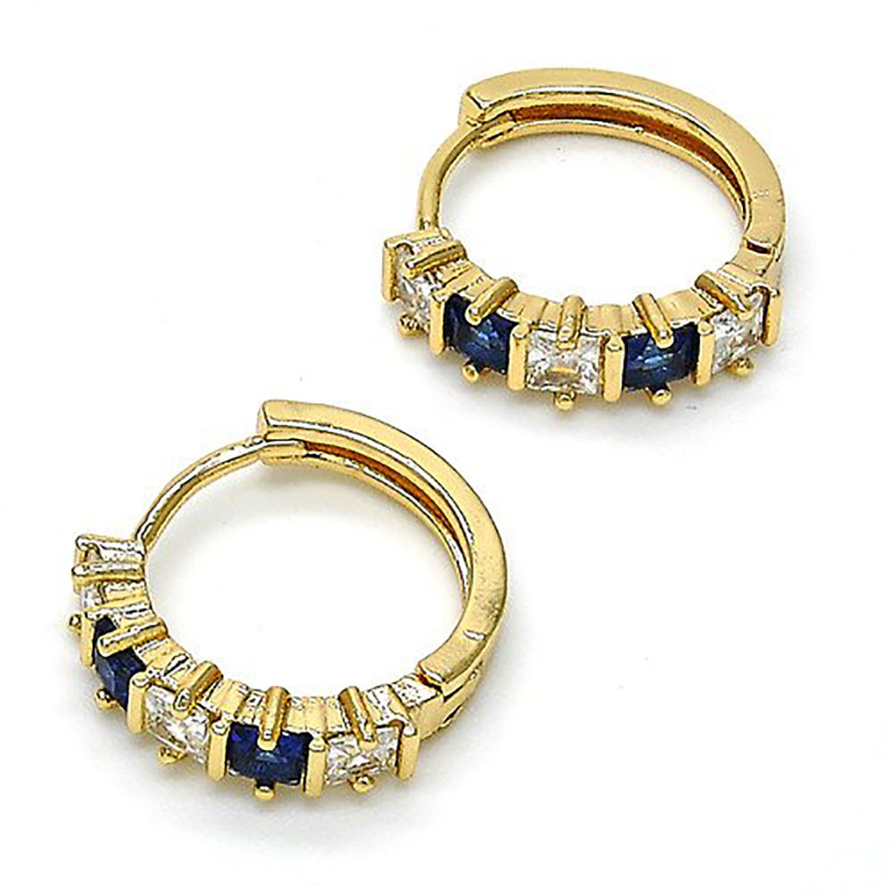 Fashion Women Square Faux Sapphire Rhinestone Huggie Earrings Women Party Jewelry