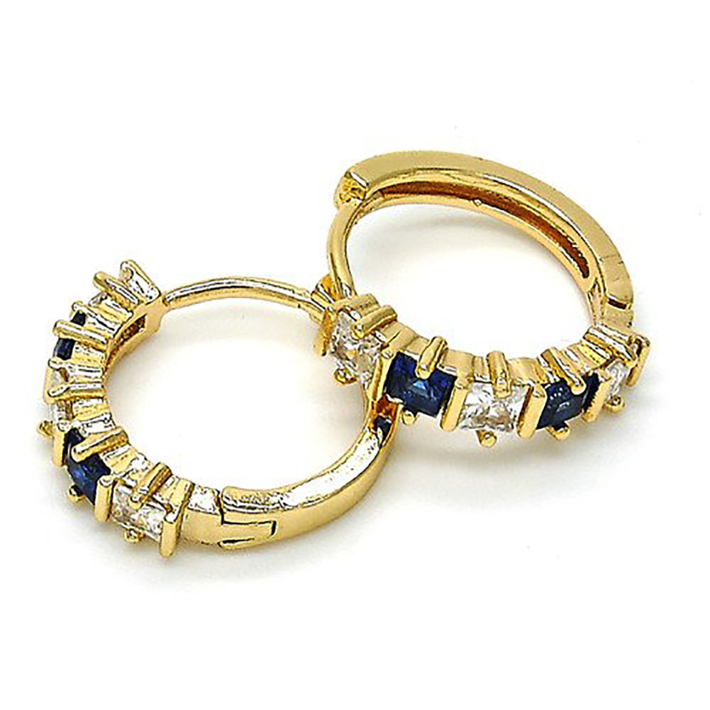 Fashion Women Square Faux Sapphire Rhinestone Huggie Earrings Women Party Jewelry