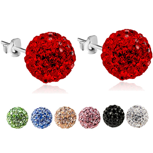 Women Fashion Rhinestone Inlaid Flower Bud Ball Ear Studs Fine Earrings Jewelry