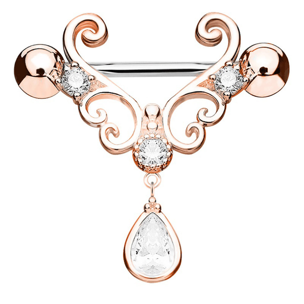 Fashion Sexy Nipple Ring Rhinestone Dangle Chain Body Piercing Barbell Jewelry